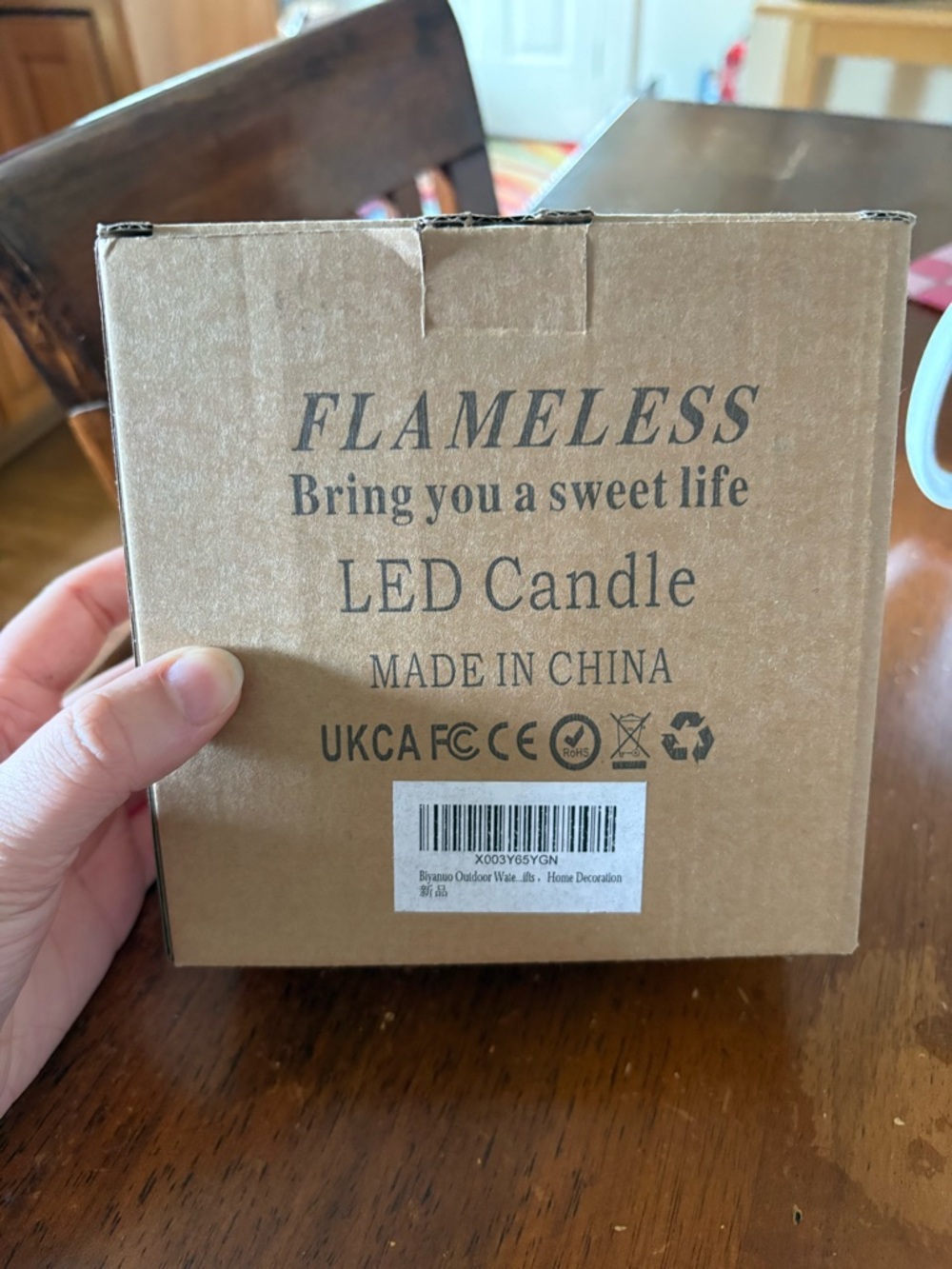 Flameless LED Candle in Brown Box